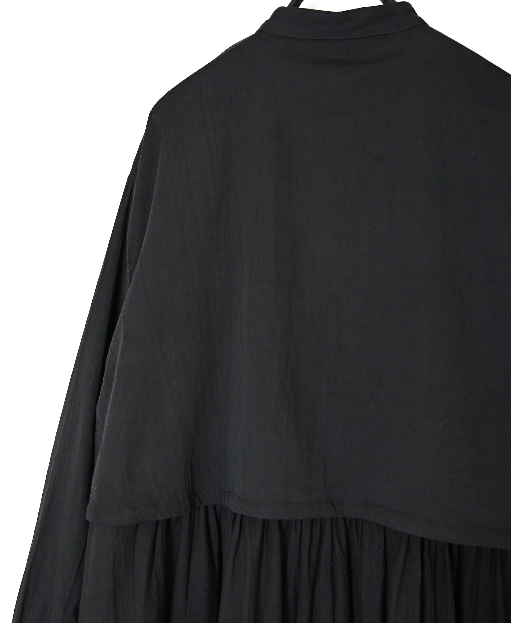 NSL26562 COTTON SATIN PLAIN BANDED COLLAR LAYERED DRESS