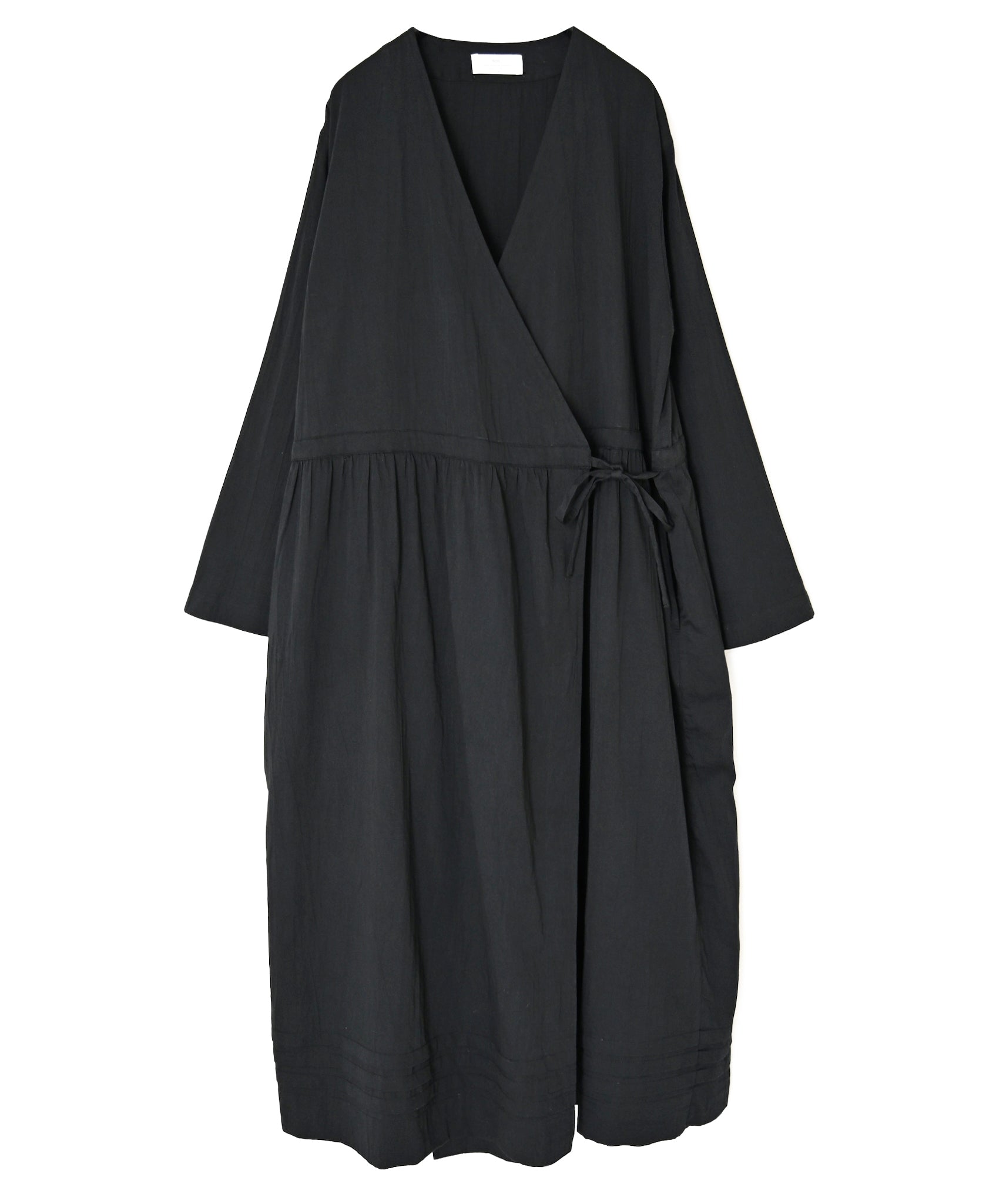 NSL26563 COTTON SATIN PLAIN CACHE COEUR DRESS WITH PLEATS