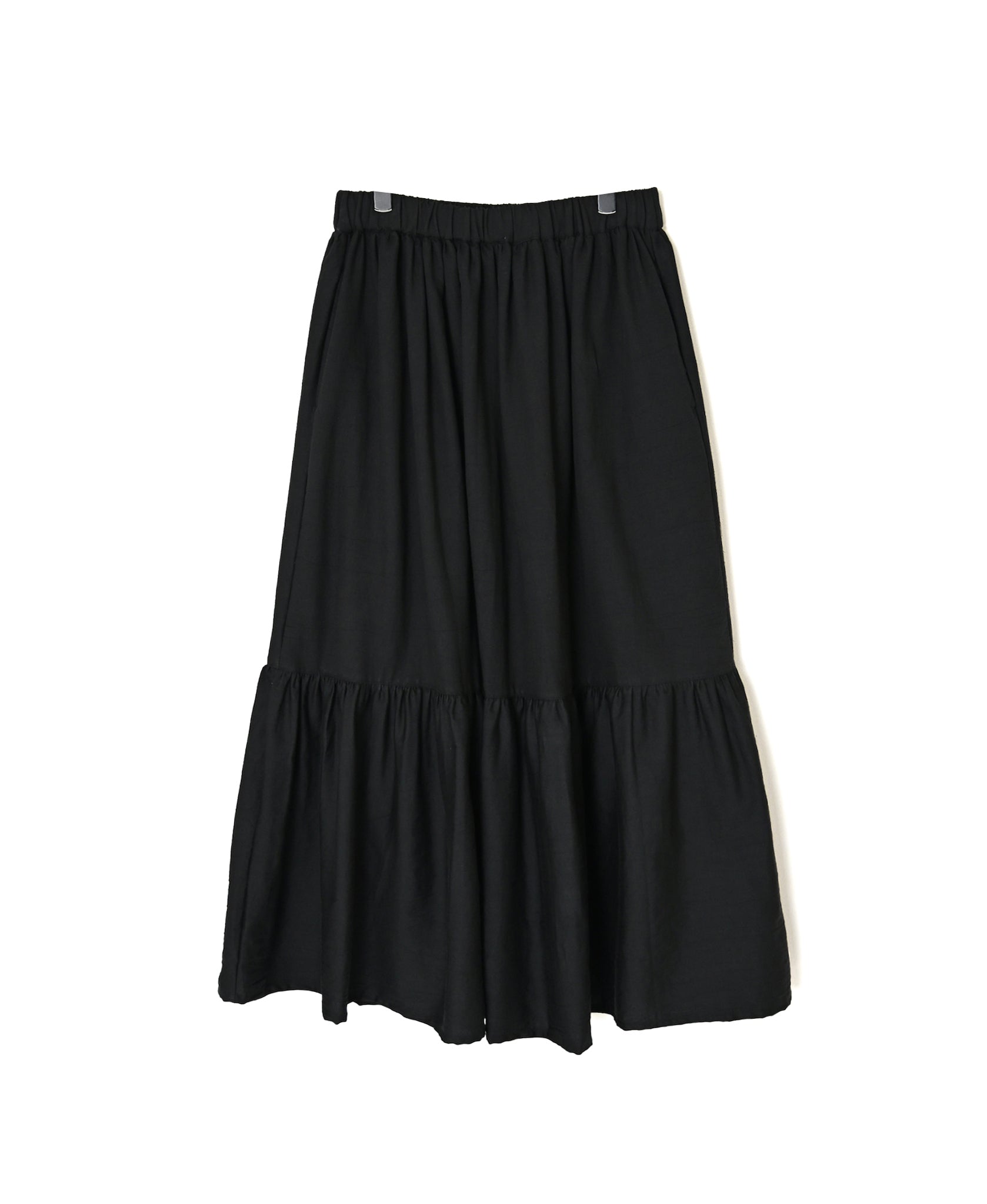 NSL26564 COTTON SATIN PLAIN TIERED GATHER SKIRT