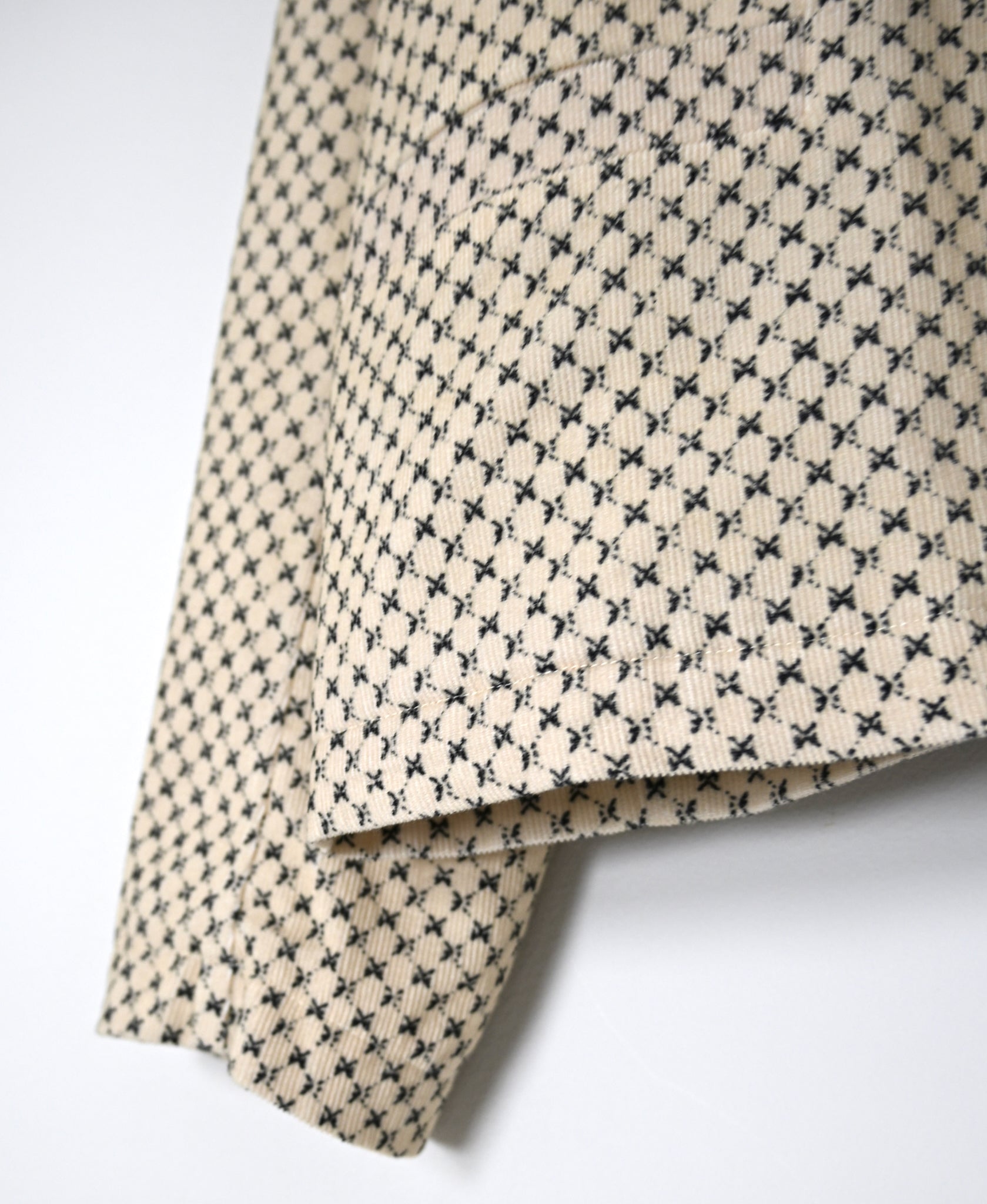 NSL26581 MINI CORDUROY CROSSHATCH PRINT NO COLLAR DOUBLE JACKET