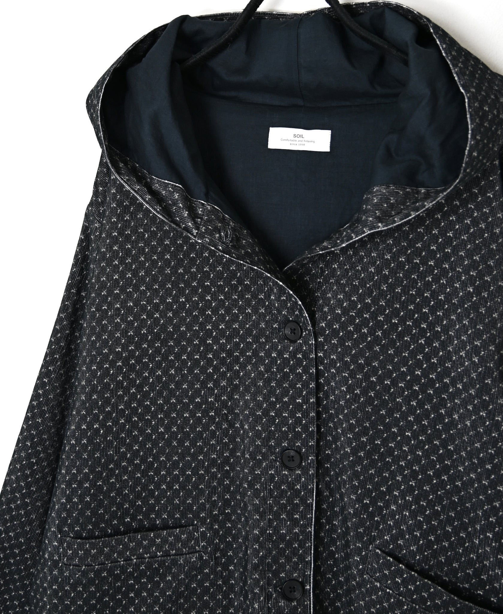 NSL26582 MINI CORDUROY CROSSHATCH PRINT HOODED BLOUSON