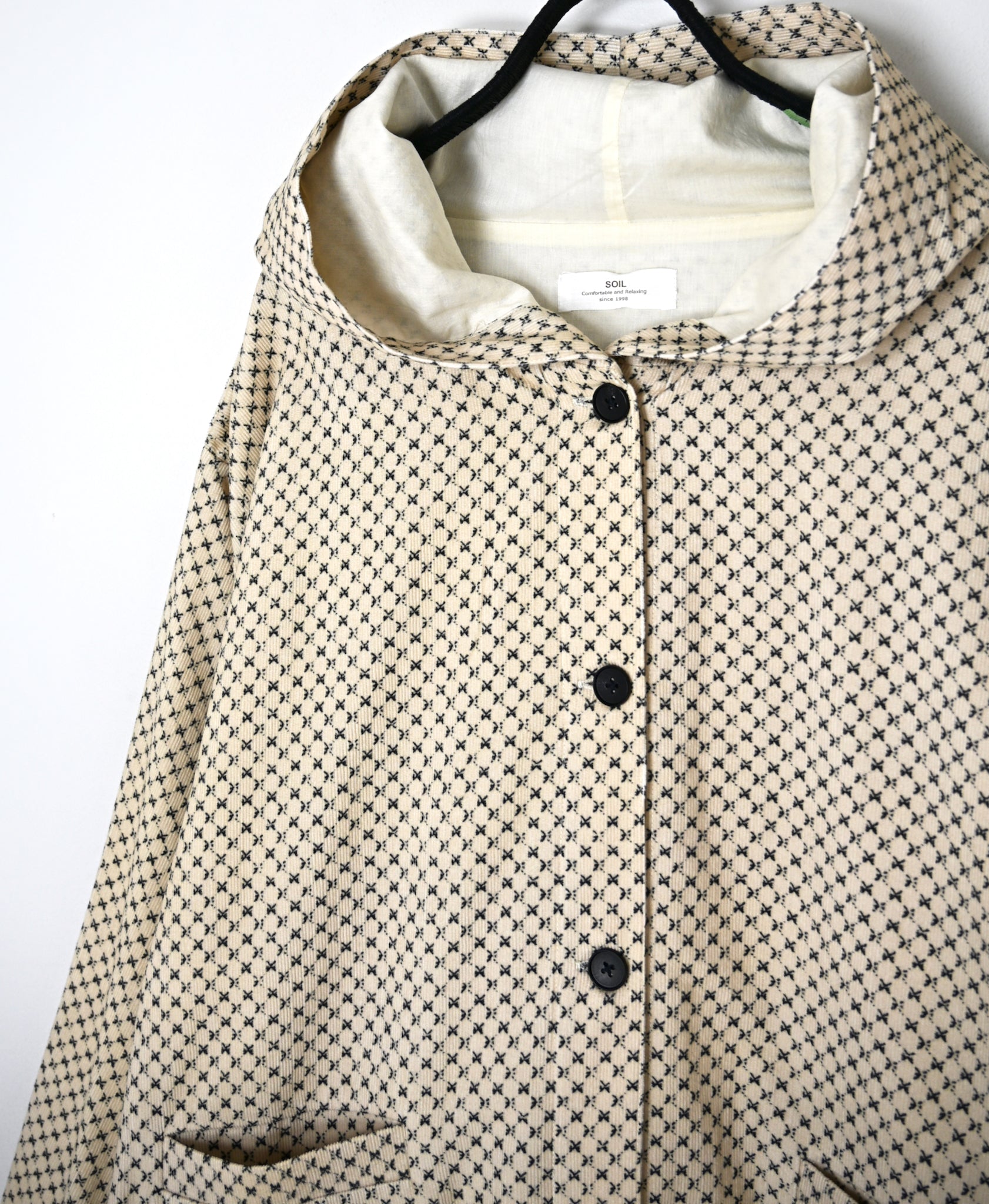 NSL26582 MINI CORDUROY CROSSHATCH PRINT HOODED BLOUSON