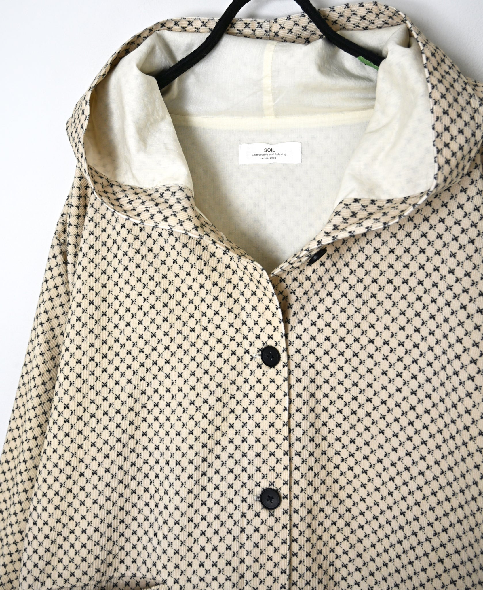 NSL26582 MINI CORDUROY CROSSHATCH PRINT HOODED BLOUSON