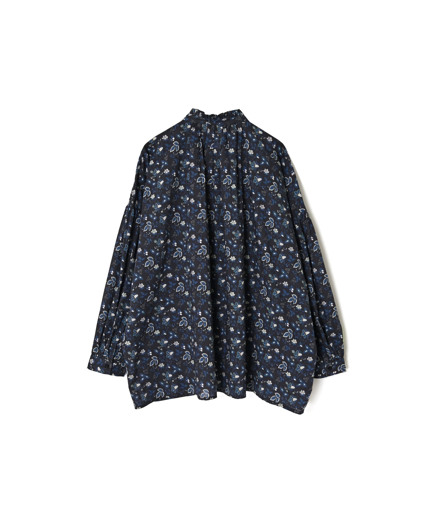 NSL26591 60s COTTON CAMBRIC FLOWER PRINT FRILL COLLAR SHIRT