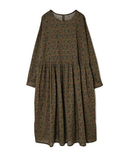 NSL26593 60s COTTON CAMBRIC FLOWER PRINT CREW NECK PULLOVER DRESS