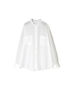 NVL1951CV 80s ORGANIC VOILE PLAIN BANDED COLLAR L/SL OVERSIZED SHIRT