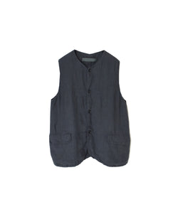 NVL2401LD 50s LINEN PLAIN (OVERDYE) NO COLLAR VEST