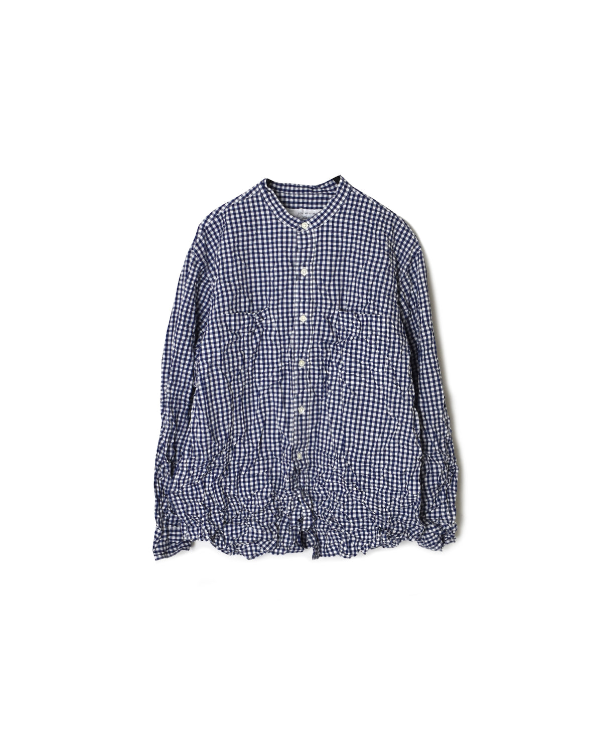 NVL2681SCW POPLIN STRIPE & CHECK WRINKLE BANDED COLLAR L/SL OVERSIZED SHIRTS