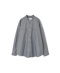 NVL2681SC POPLIN STRIPE WRINKLE BANDED COLLAR L/SL OVERSIZED SHIRTS