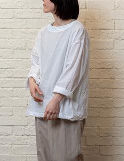 INAM2623 60s COTTON LAWN WASH BOAT NECK SMOCK