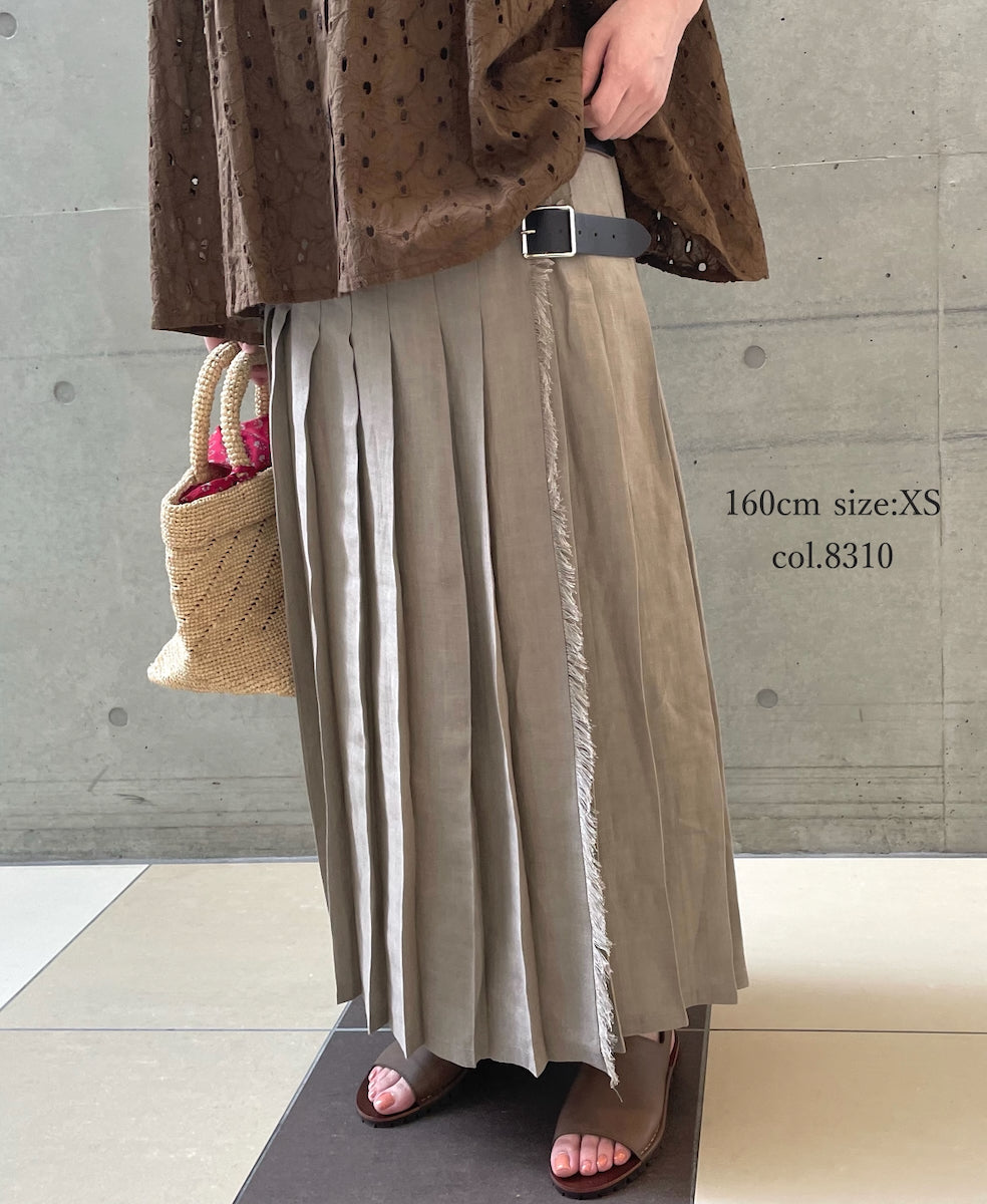NOD0901 ILISH LINEN LOW WAIST PLEATS WRAP SKIRT LENGTH 80cm (WITH PIN)