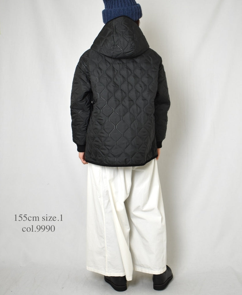 NAM2561PP PLAIN POLYESTER×PLAIN POLYESTER OVERSIZED HOODED JACKET WITH RIBBED CUFF