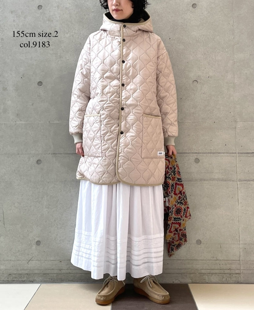 NAM2562PP PLAIN POLYESTER×PLAIN POLYESTER OVERSIZED MID-LENGTH HOODED COAT WITH RIBBED CUFF