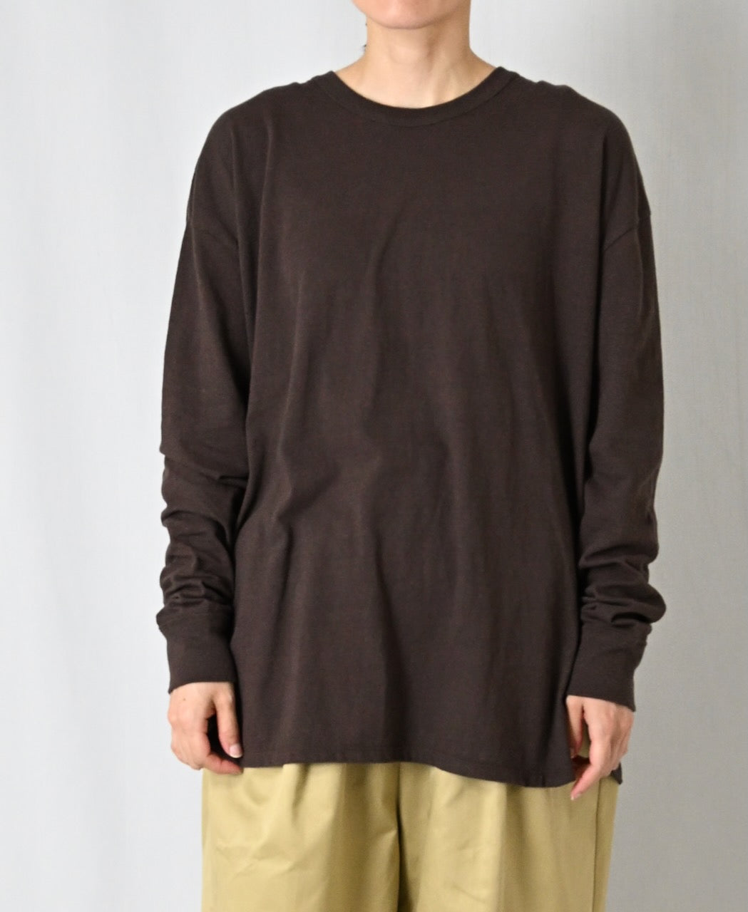 GNSL26512 COTTON SLUB SINGLE JERSEY CREW-NECK L/SL OVERSIZED T-SHIRTS